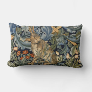 William Morris Forest Rabbit Floral Art Nouveau Lendenkissen