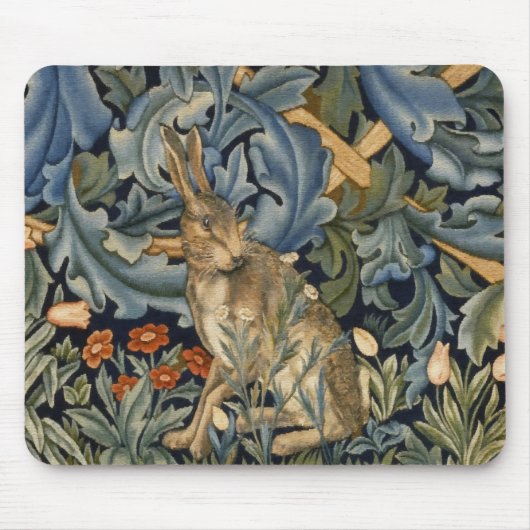 William Morris Forest Rabbit Floral Art Nouveau Mousepad (Vorne)