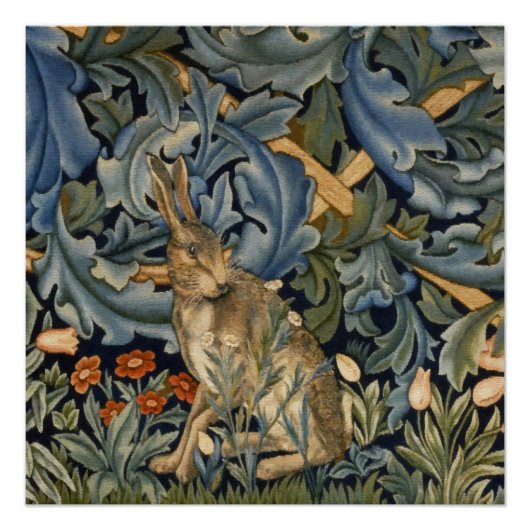 William Morris Forest Rabbit Floral Art Nouveau Poster (Vorderseite)