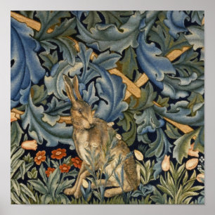 William Morris Forest Rabbit Floral Art Nouveau Poster