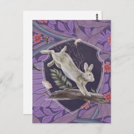 William Morris Forest Rabbit Floral Art Nouveau Postkarte (Vorne/Hinten)