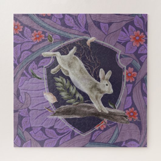 William Morris Forest Rabbit Floral Art Nouveau Puzzle (Horizontal)