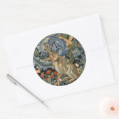 William Morris Forest Rabbit Floral Art Nouveau Runder Aufkleber (Umschlag)