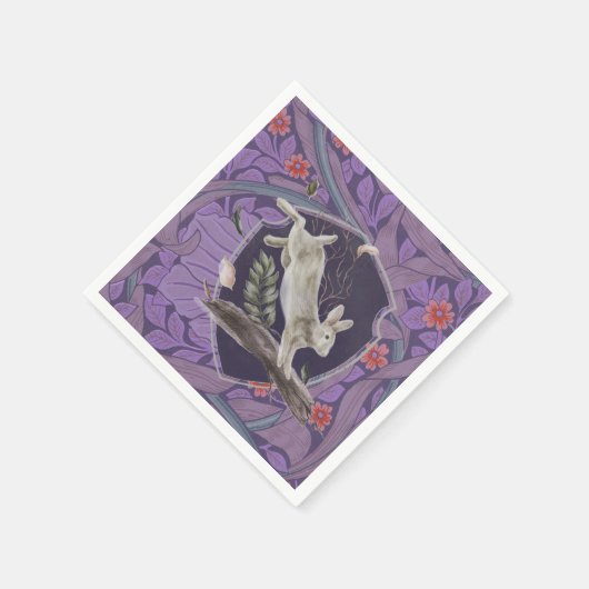 William Morris Forest Rabbit Floral Art Nouveau Serviette (Ecke)