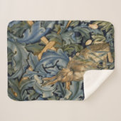 William Morris Forest Rabbit Floral Art Nouveau Sherpadecke (Vorderseite (Horizontal))