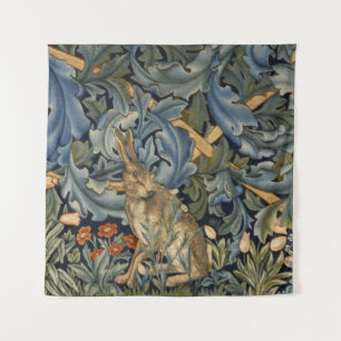 William Morris Forest Rabbit Floral Art Nouveau Wandteppich
