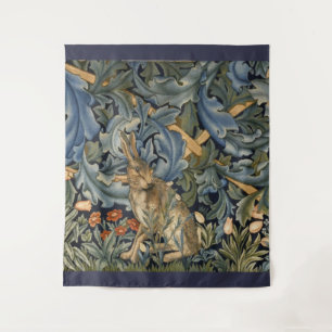 William Morris Forest Rabbit Floral Art Nouveau Wandteppich