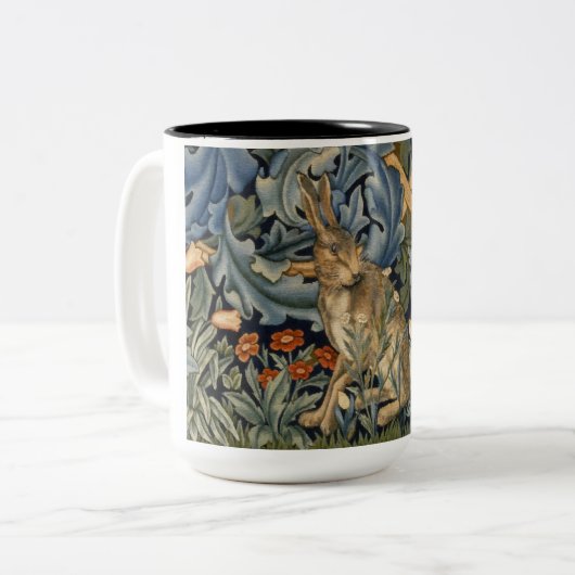 William Morris Forest Rabbit Floral Art Nouveau Zweifarbige Tasse (Vorderseite Links)