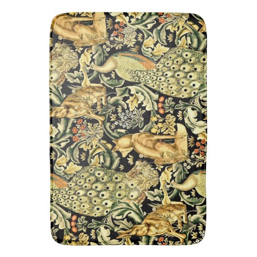 William Morris Forest Tapestry Fox Hare Peacock Badematte (Vorderseite Vertikal)