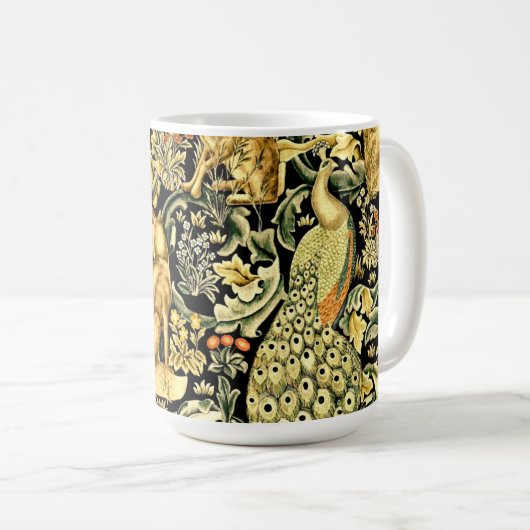 William Morris Forest Tapestry Fox Hare Peacock Kaffeetasse (VorderseiteRechts)