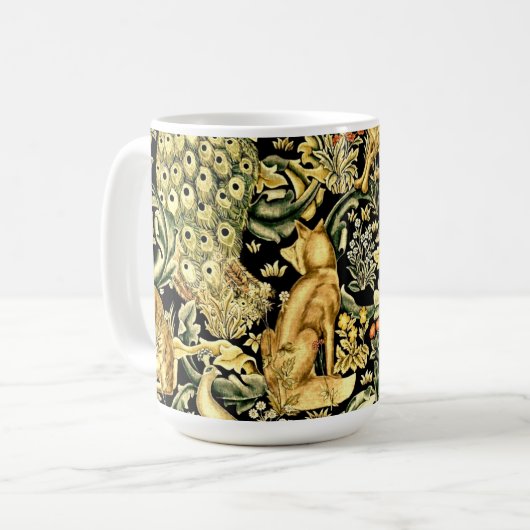 William Morris Forest Tapestry Fox Hare Peacock Kaffeetasse (Vorderseite Links)