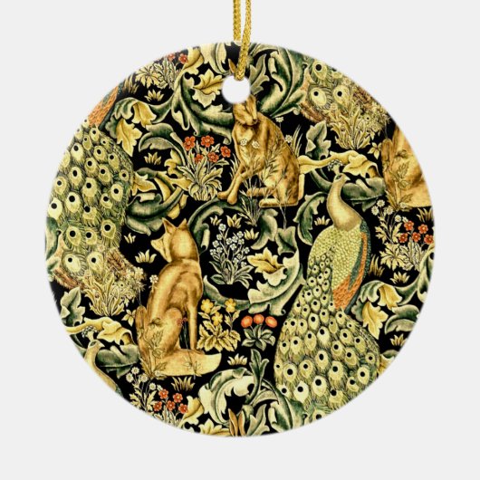 William Morris Forest Tapestry Fox Hare Peacock Keramik Ornament (Vorne)