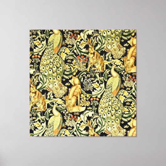 William Morris Forest Tapestry Fox Hare Peacock Leinwanddruck (Vorderseite)