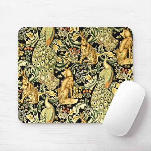 William Morris Forest Tapestry Fox Hare Peacock Mousepad (Mit Mouse)