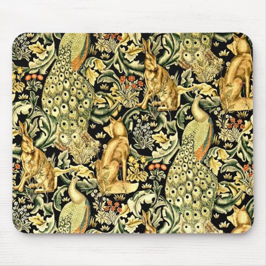 William Morris Forest Tapestry Fox Hare Peacock Mousepad (Vorne)