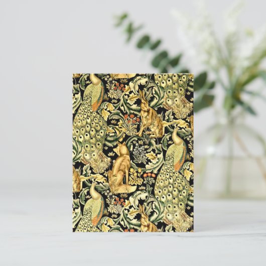 William Morris Forest Tapestry Fox Hare Peacock Postkarte (Stehend Vorderseite)