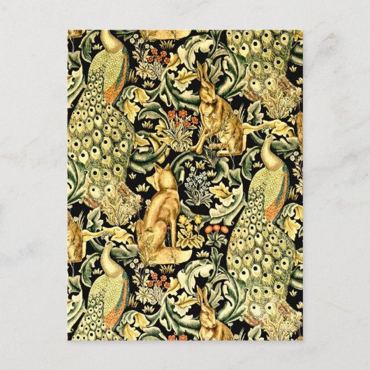 William Morris Forest Tapestry Fox Hare Peacock Postkarte (Vorderseite)