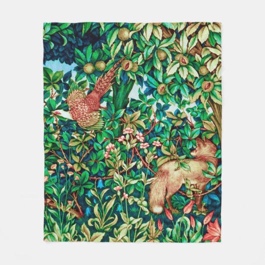 William Morris Fox und paasant Tapestory Print Fleecedecke (Vorderseite)