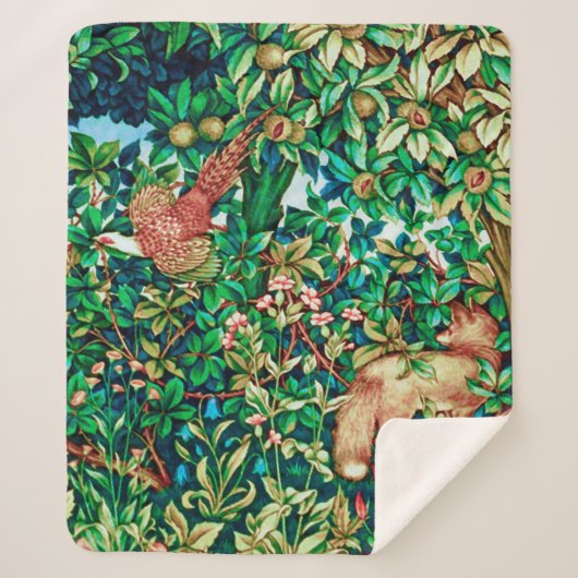 William Morris Fox und Paul Tapestry Print Sherpadecke (Vorderseite)