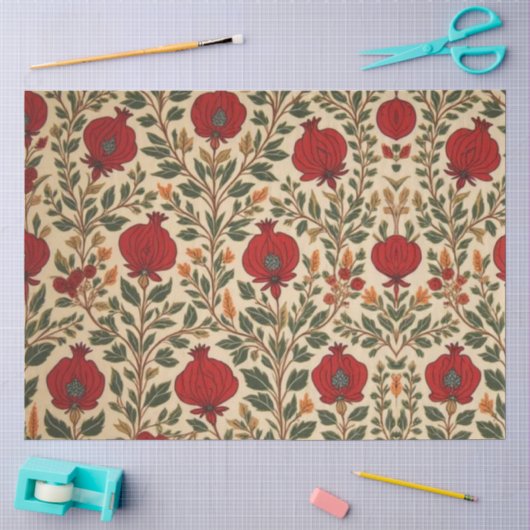 William Morris Frucht Granatapfel Blumenmuster Seidenpapier (Basteln)