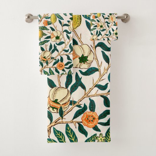 William Morris Frucht Granatapfel Vintage  Badhandtuch Set (Insitu)