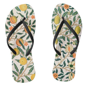 William Morris Frucht Granatapfel Weißer Schmuck Badesandalen