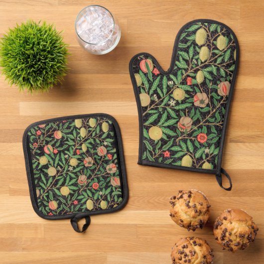 William Morris Fruchtmuster Ofenhandschuh & Topflappen-Set (Oben Unten)