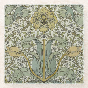William Morris Frühjahrsdickicht Gelbe Blumenkunst Glasuntersetzer