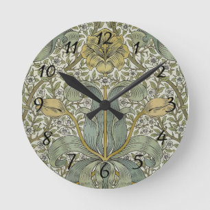 William Morris Frühjahrsdickicht Gelbe Blumenkunst Runde Wanduhr