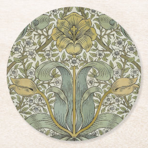William Morris Frühjahrsdickicht Gelbe Blumenkunst Runder Pappuntersetzer