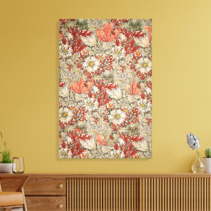 William Morris Frühling Compton Blume Vintage Rot Leinwanddruck