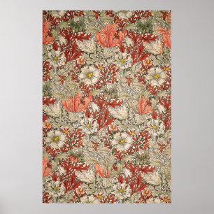 William Morris Frühling Compton Blume Vintage Rot Poster
