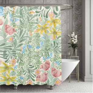 William Morris Frühlingsblumen, Vintage Blumen Duschvorhang
