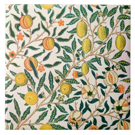 William Morris Fruit Granatapfel Vintage Fliese (Vorderseite)