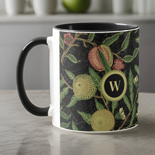 William Morris Fruit Muster mit Monogram Initial Tasse