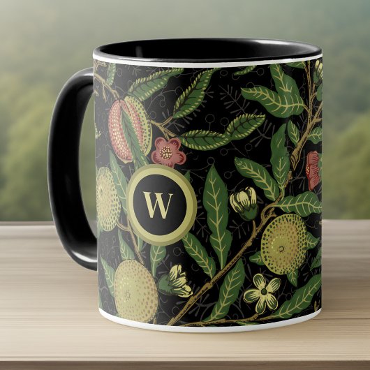 William Morris Fruit Muster mit Monogram Initial Tasse