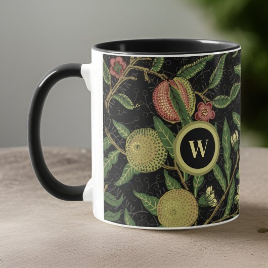 William Morris Fruit Muster mit Monogram Initial Tasse