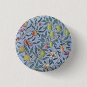 William Morris Fruit Pomegranate Blue Ornament Button (Vorderseite)