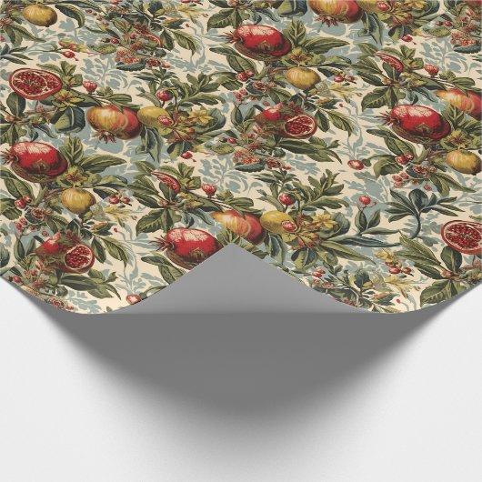 William Morris Fruit Pomegranate Blumenmuster Geschenkpapier (Ecke)