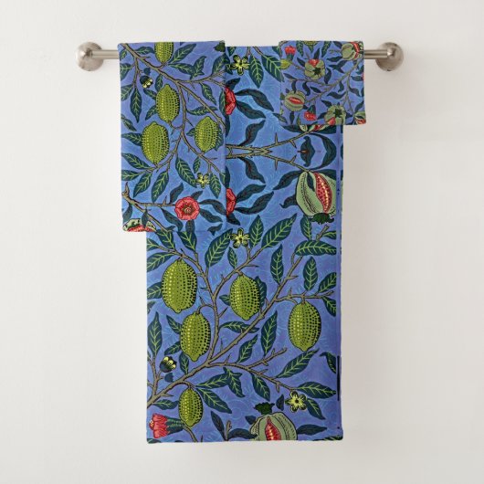 William Morris Fruit Pomegranate Peach Lemon Blue Badhandtuch Set (Insitu)