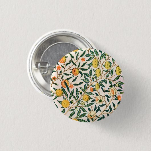 William Morris Fruit Pomegranate Weißer Ornament Button (Vorne & Hinten)