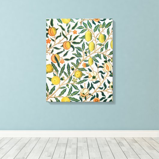 William Morris Fruit Pomegranate Weißer Ornament Leinwanddruck (Insitu (Holzboden))