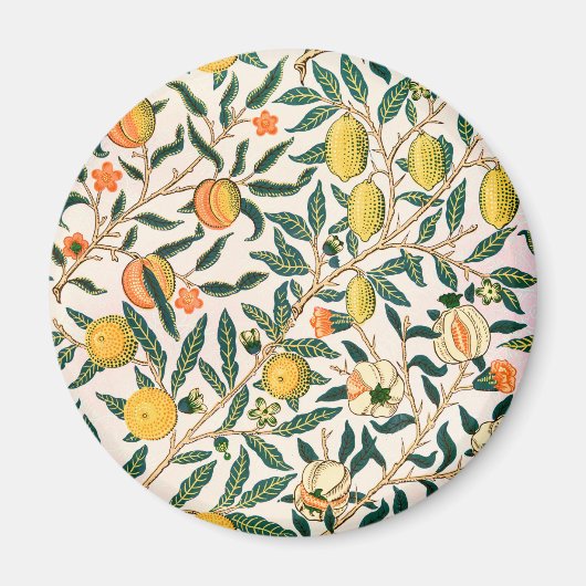 William Morris Fruit Pomegranate Weißer Ornament Magnet (Vorne)