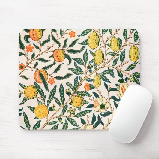 William Morris Fruit Pomegranate Weißer Ornament Mousepad (Mit Mouse)