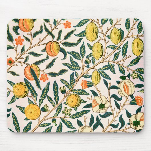 William Morris Fruit Pomegranate Weißer Ornament Mousepad (Vorne)
