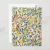 William Morris Fruit Pomegranate Weißer Ornament Postkarte (Vorne/Hinten)