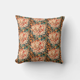 WILLIAM MORRIS GARDEN TAN POPPY FLORAL SANGRIA KISSEN