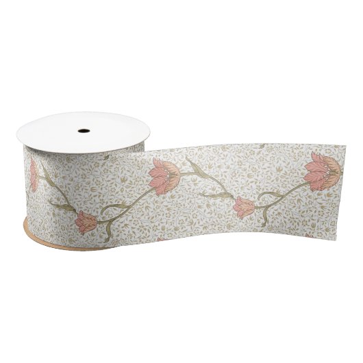 William Morris Garden Tulip Floral Pattern Satinband (Spule)