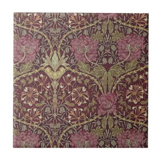 William Morris, Geißblatt, florales Muster, Kunst Fliese (Vorderseite)