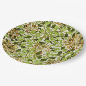 William Morris Geißblatt Grüne Blumen Pappteller (Schrägansicht)